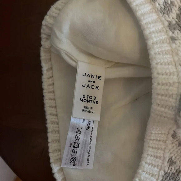 Janie and Jack Fair Isle Shawl Cardigan Herringbone Jogger Hat Pom 0-3m Baby - Picture 7 of 13